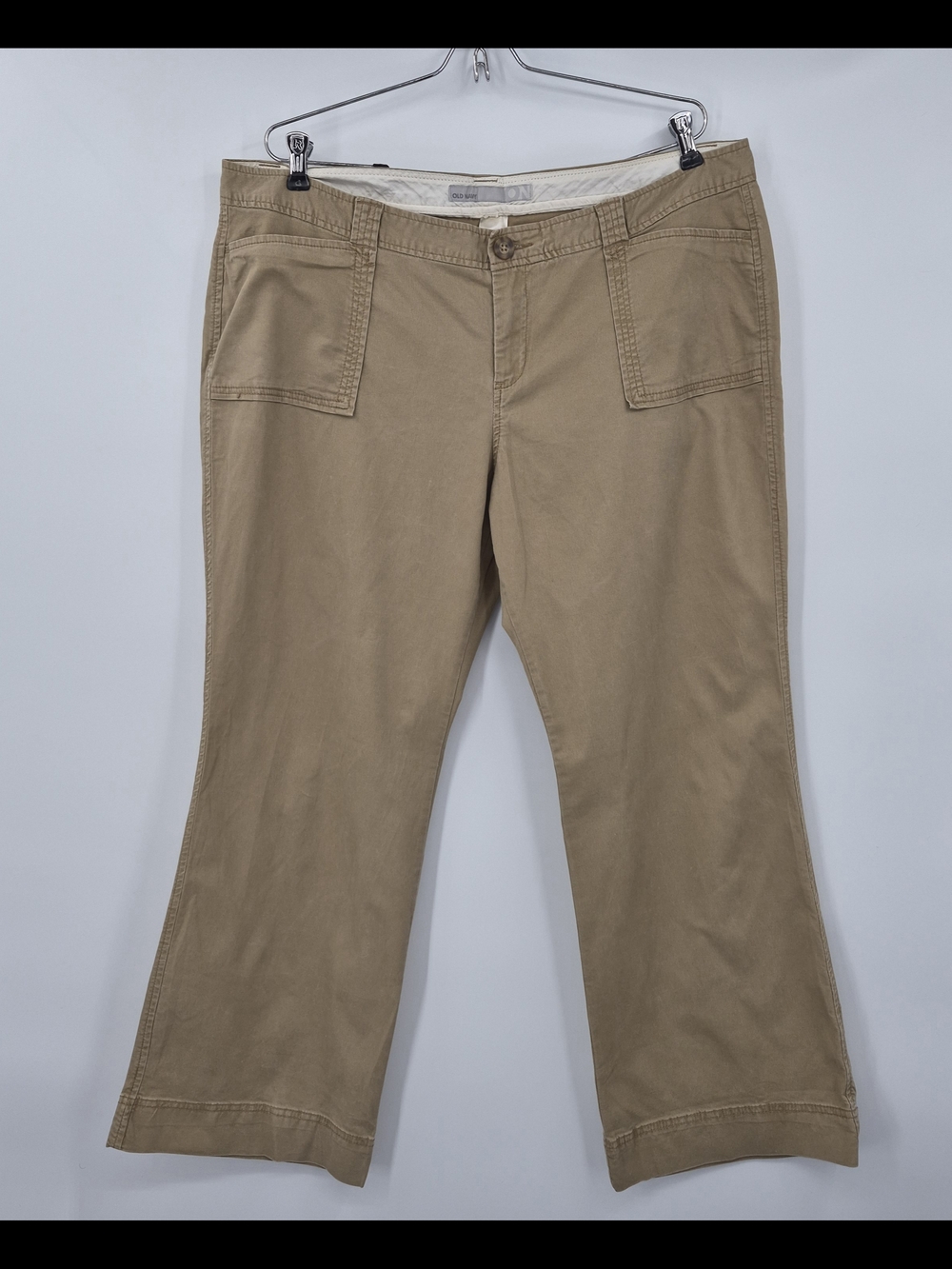 Old Navy Women's Low Rise Straight Wide Leg Khaki Pants Casual Size 18 Short